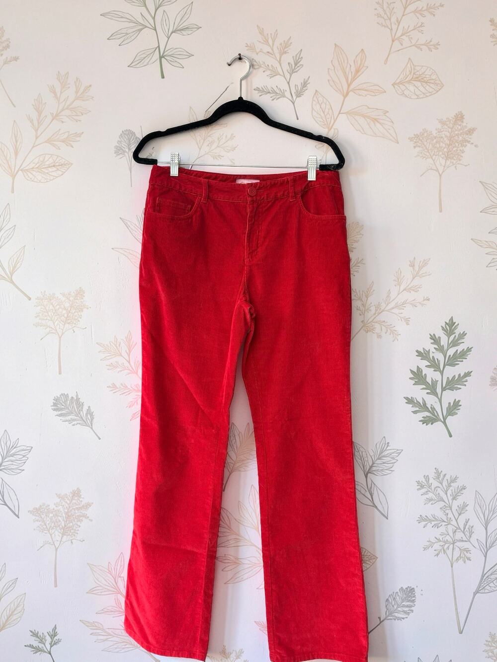 Talbots Womens Size 8 Red Corduroy Pants High Rise Straight Leg Stretch 31"